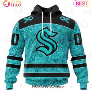 NHL Seattle Kraken Special Design Fight Ovarian Cancer 3D Hoodie