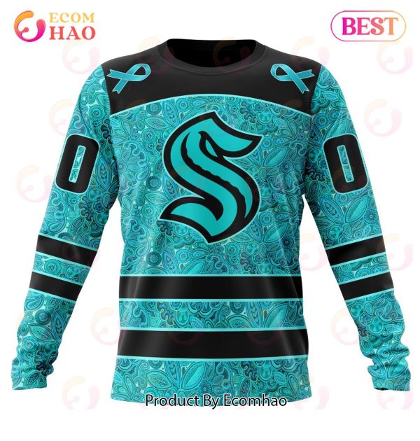 NHL Seattle Kraken Special Design Fight Ovarian Cancer 3D Hoodie