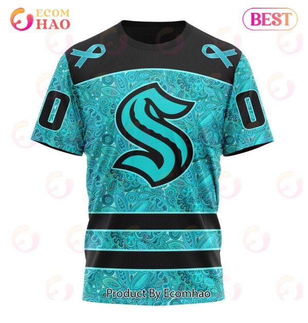 NHL Seattle Kraken Special Design Fight Ovarian Cancer 3D Hoodie