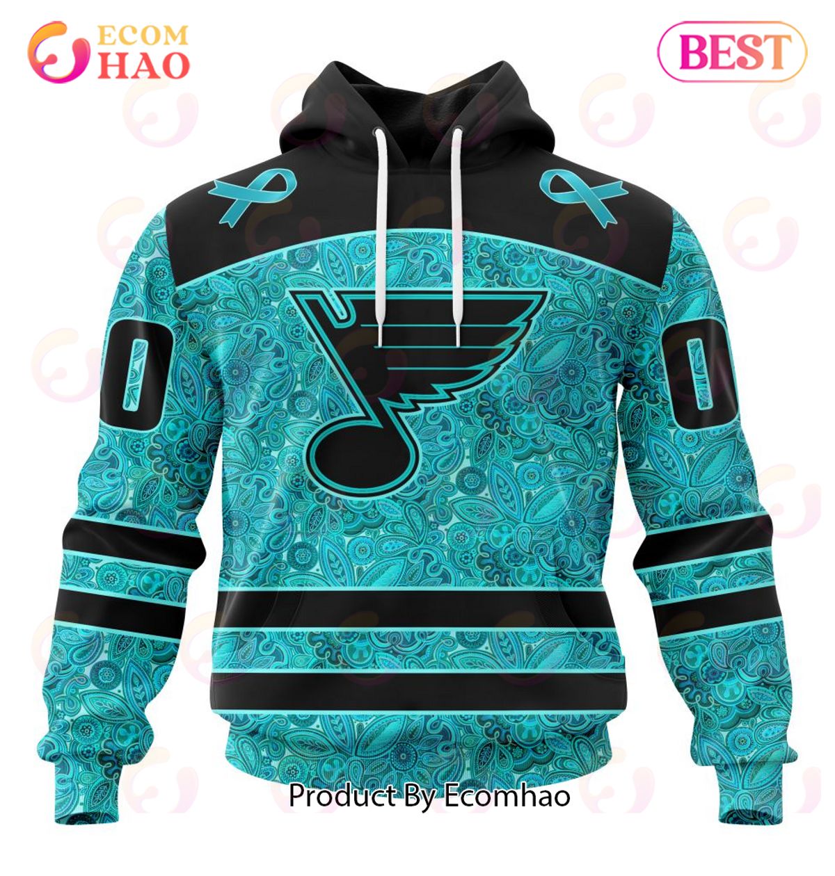 NHL St. Louis Blues Special Design Fight Ovarian Cancer 3D Hoodie