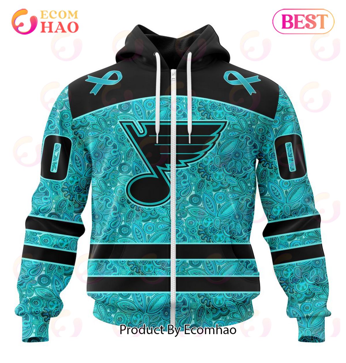 NHL St. Louis Blues Special Design Fight Ovarian Cancer 3D Hoodie