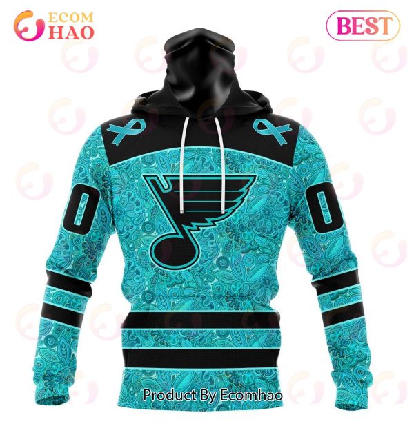 NHL St. Louis Blues Special Design Fight Ovarian Cancer 3D Hoodie