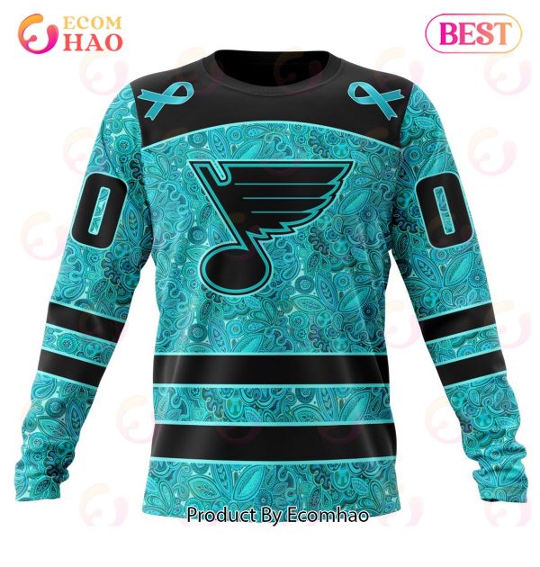 NHL St. Louis Blues Special Design Fight Ovarian Cancer 3D Hoodie