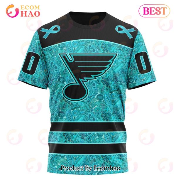 NHL St. Louis Blues Special Design Fight Ovarian Cancer 3D Hoodie