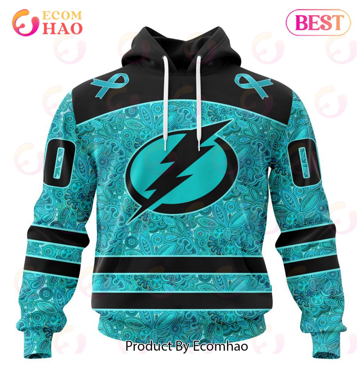 NHL Tampa Bay Lightning Special Design Fight Ovarian Cancer 3D Hoodie