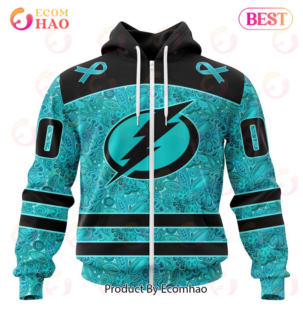 NHL Tampa Bay Lightning Special Design Fight Ovarian Cancer 3D Hoodie