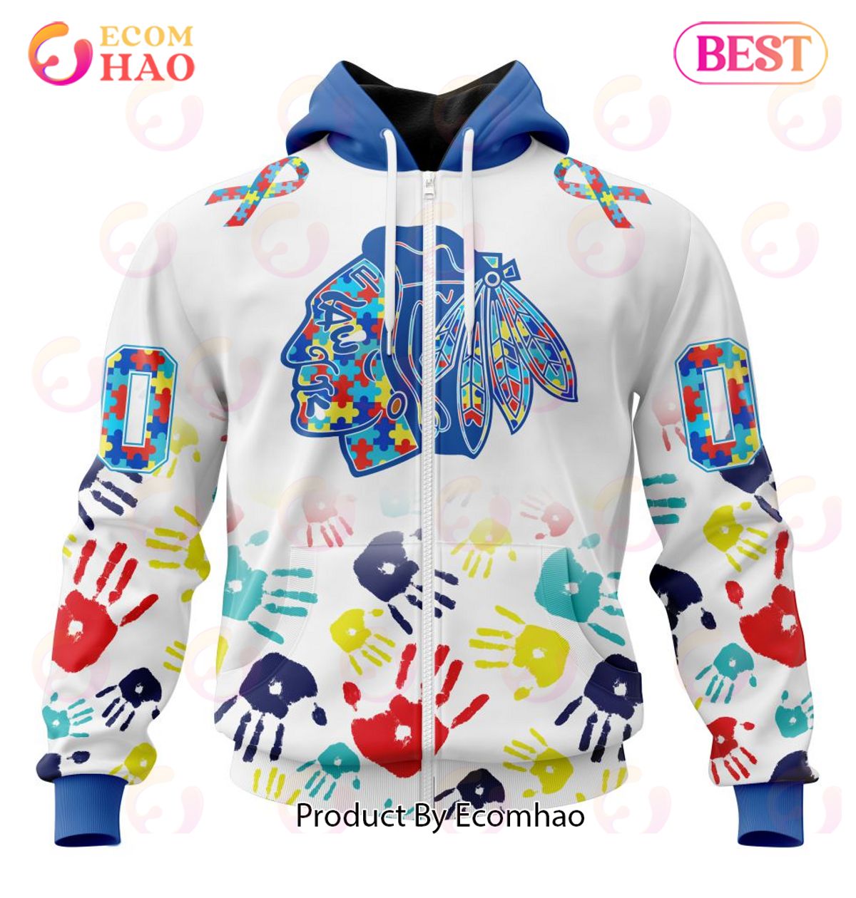 NHL Chicago Blackhawks Special Autism Awareness Design 3D Hoodie