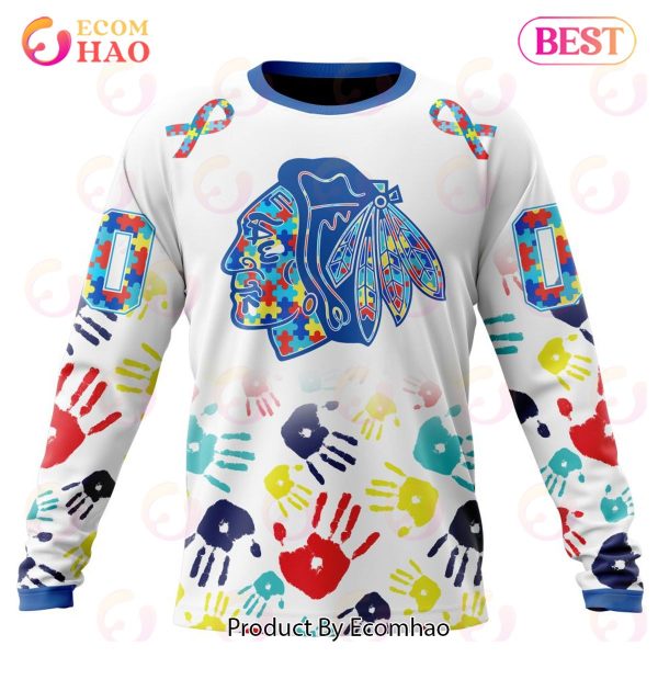 NHL Chicago Blackhawks Special Autism Awareness Design 3D Hoodie