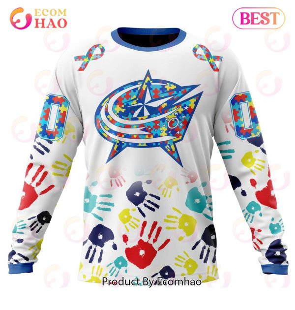 NHL Columbus Blue Jackets Special Autism Awareness Design 3D Hoodie ...