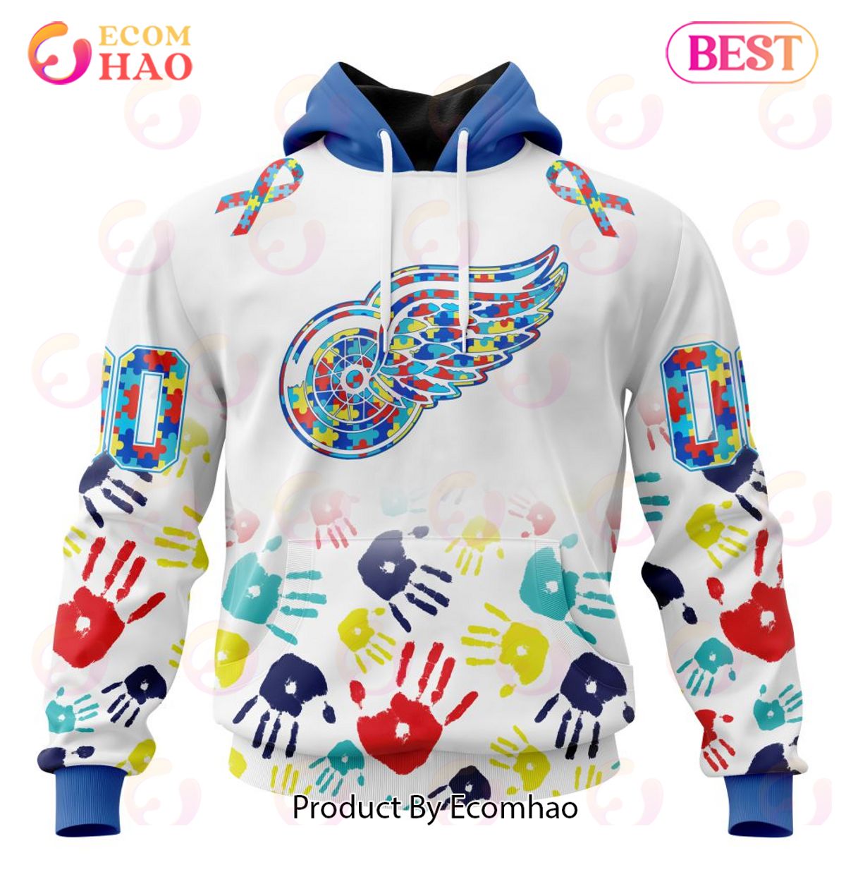 NHL Detroit Red Wings Special Autism Awareness Design 3D Hoodie