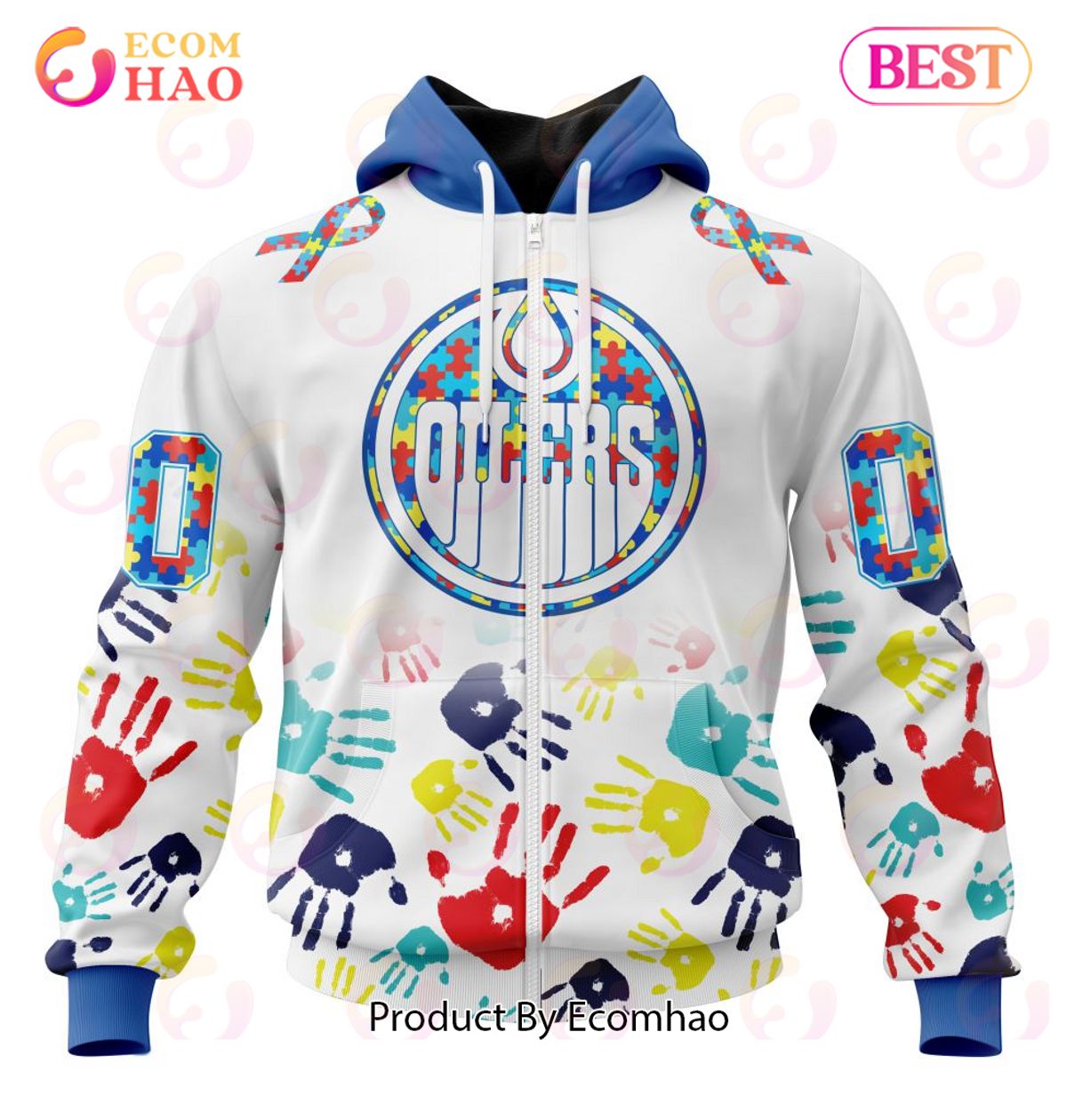 NHL Edmonton Oilers Special Autism Awareness Design 3D Hoodie