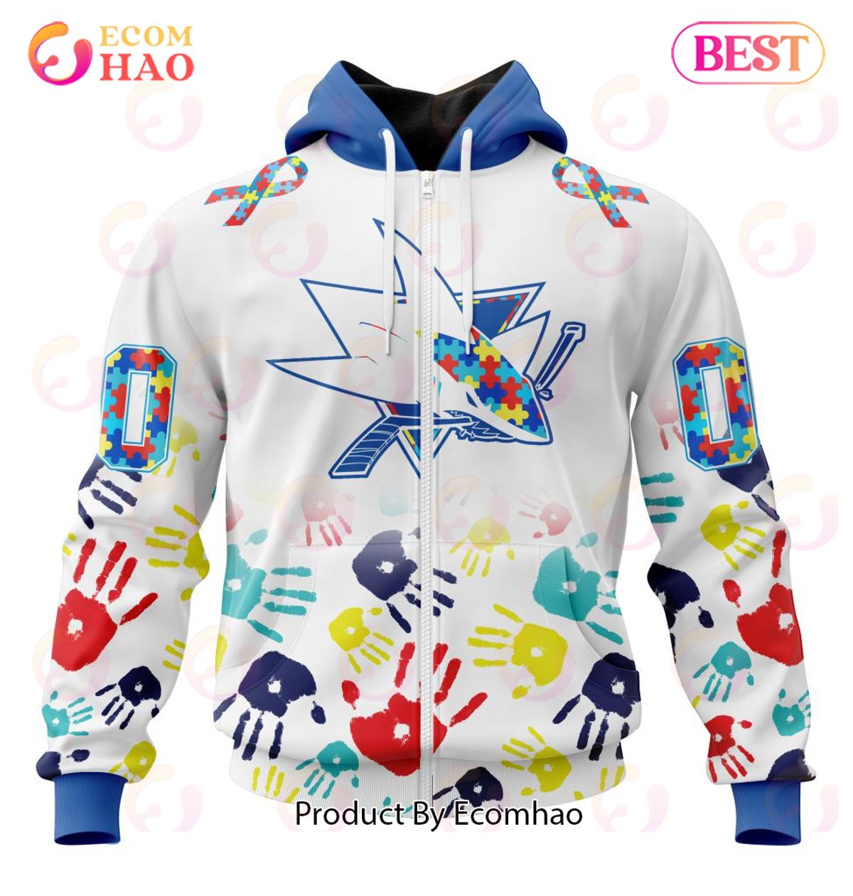 NHL San Jose Sharks Special Autism Awareness Design 3D Hoodie