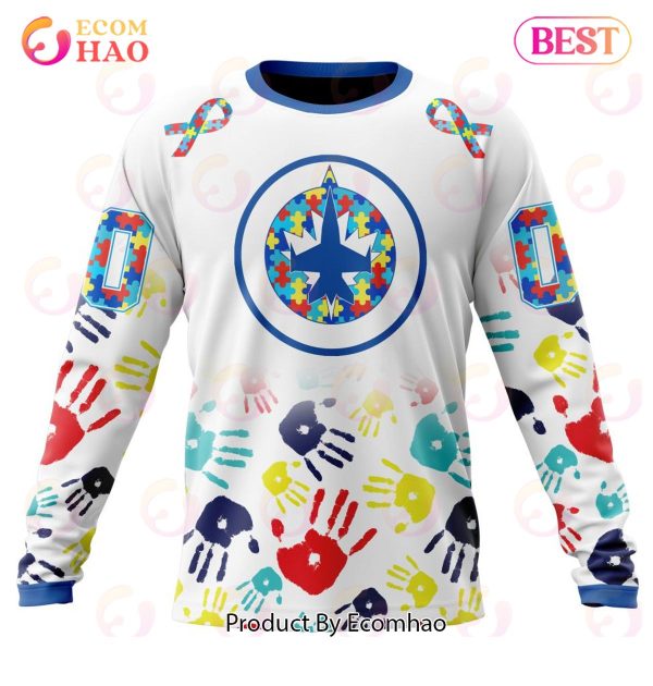 NHL Winnipeg Jets Special Autism Awareness Design 3D Hoodie