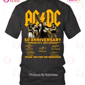 ACDC 50th Anniversary 1973 – 2023 Thank You For The Memories Yellow Tone T-Shirt