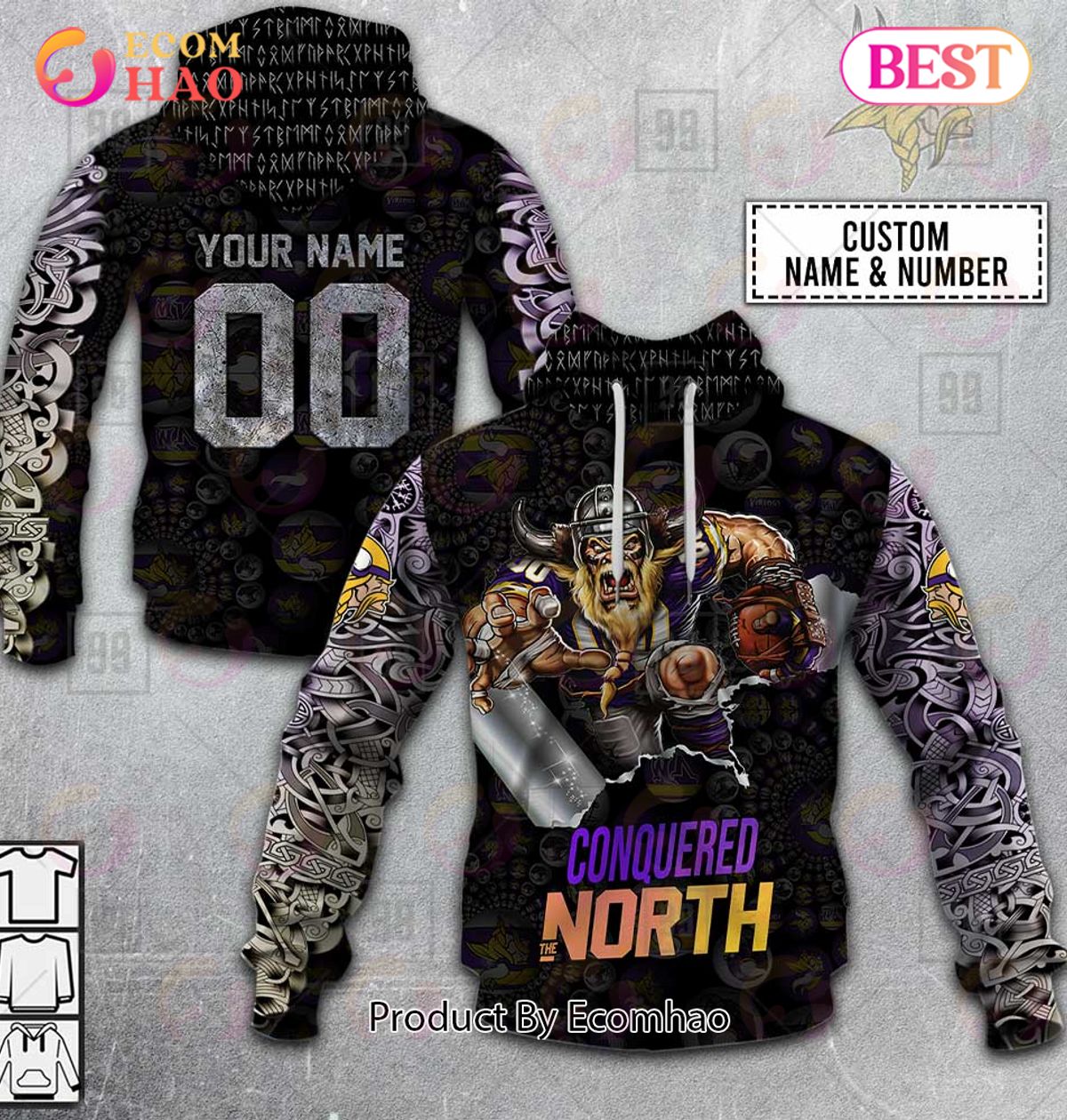 Personalized NFL Minnesota Vikings 3 3D Hoodie