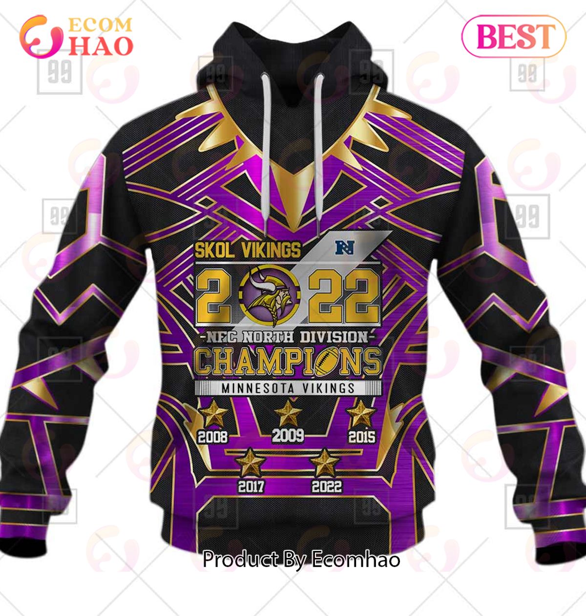 Personalized NFL Minnesota Vikings champions V2 3D Hoodie