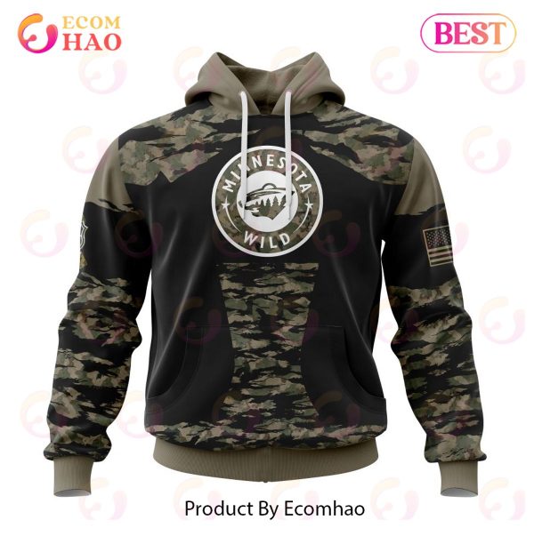 NHL Minnesota Wild Honors Veterans And Military Members Kits 3D Hoodie