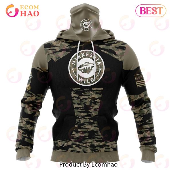 NHL Minnesota Wild Honors Veterans And Military Members Kits 3D Hoodie