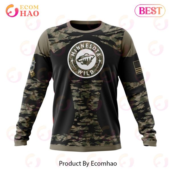 NHL Minnesota Wild Honors Veterans And Military Members Kits 3D Hoodie