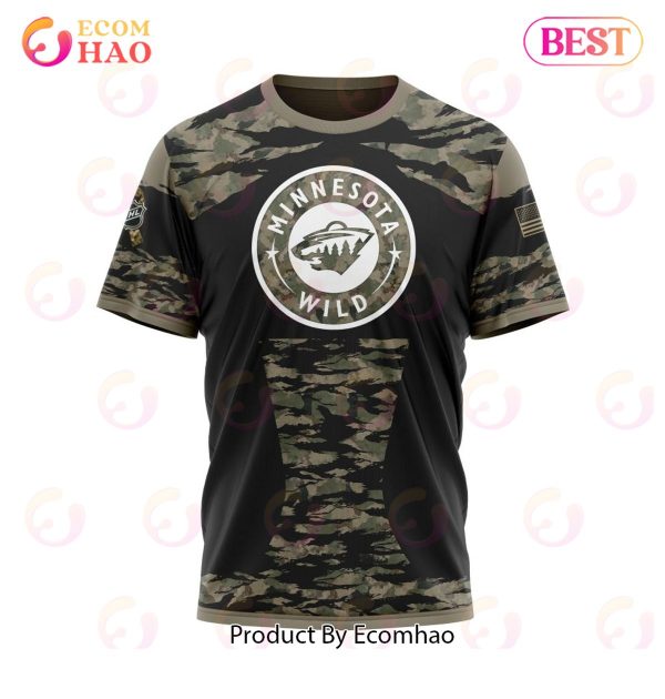 NHL Minnesota Wild Honors Veterans And Military Members Kits 3D Hoodie