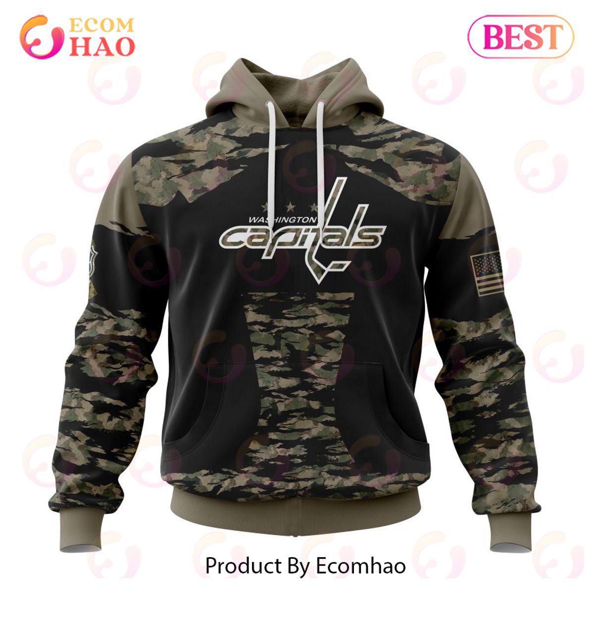 NHL Washington Capitals Honors Veterans And Military Members Kits 3D Hoodie