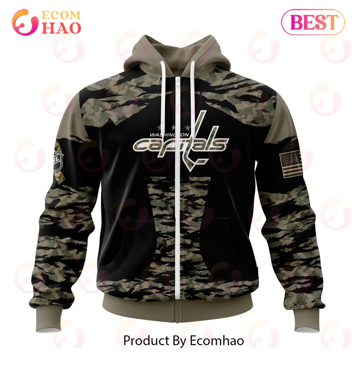 NHL Washington Capitals Honors Veterans And Military Members Kits 3D Hoodie