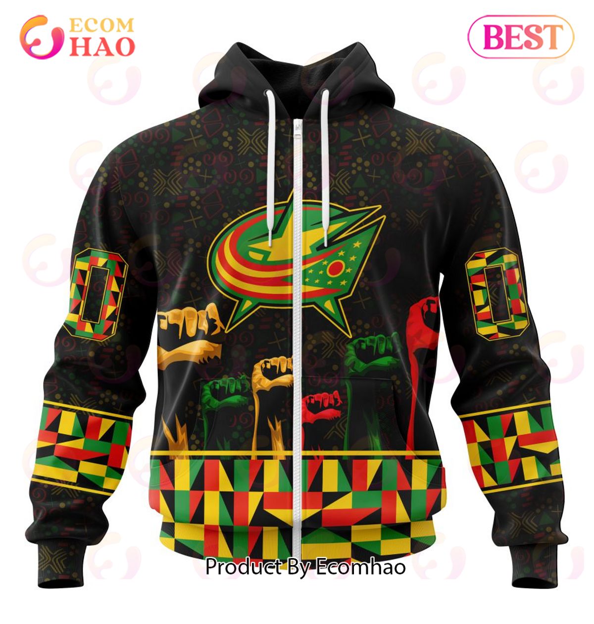 NHL Columbus Blue Jackets Special Design Celebrate Black History Month 3D Hoodie