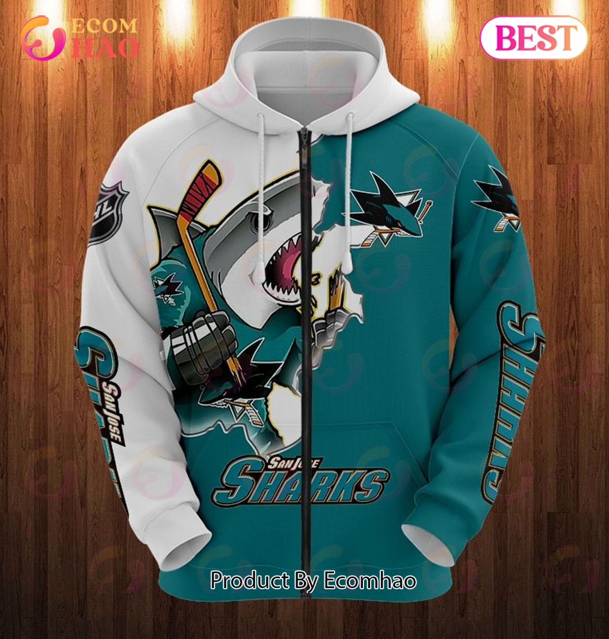 Hoodie 3D Cartoon Graphic San Jose Sharks For Men & Women