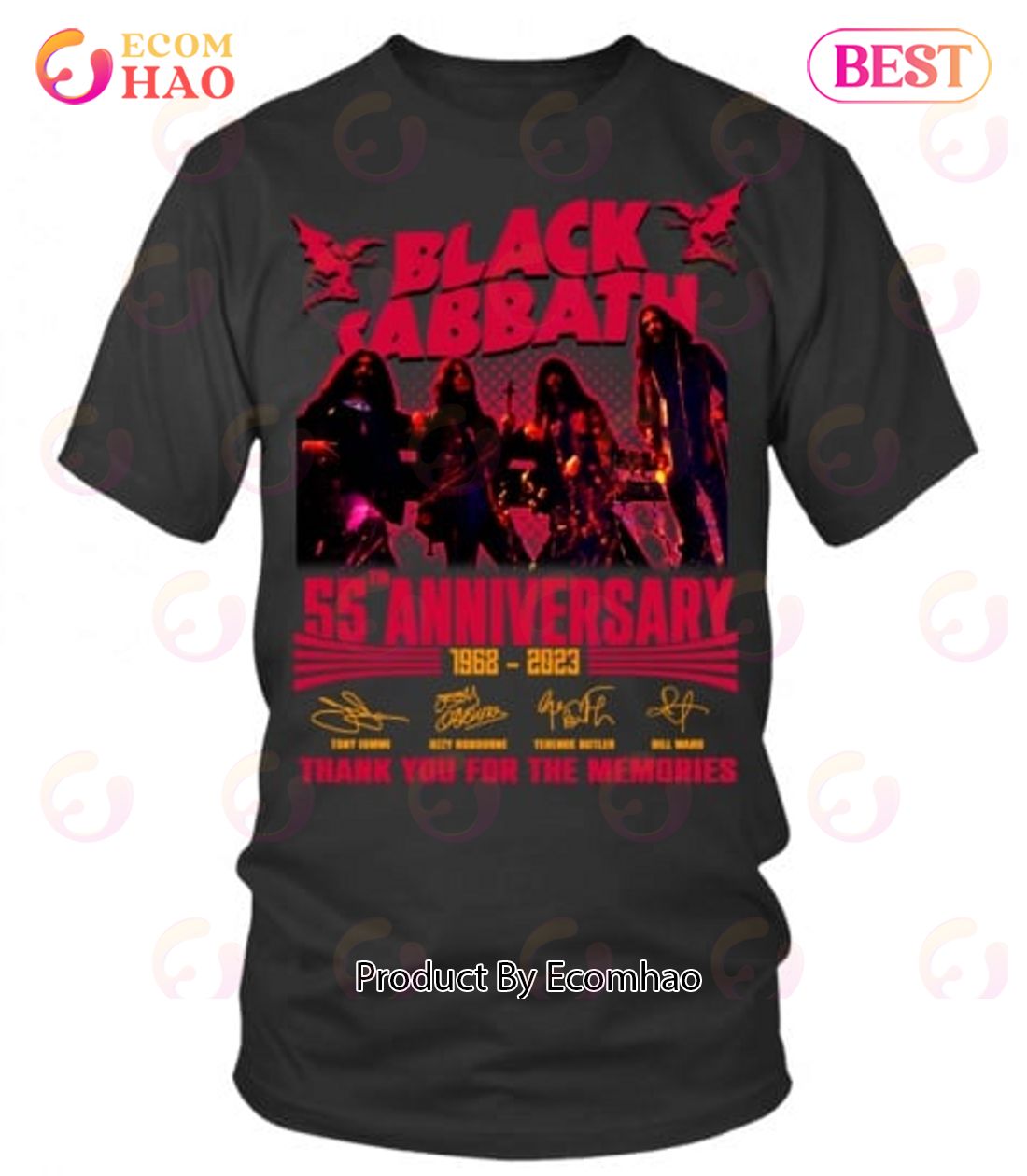 Black Sabbath 55th Anniversary 1968 – 2023 Thank You For The Memories Pink Tone T-Shirt