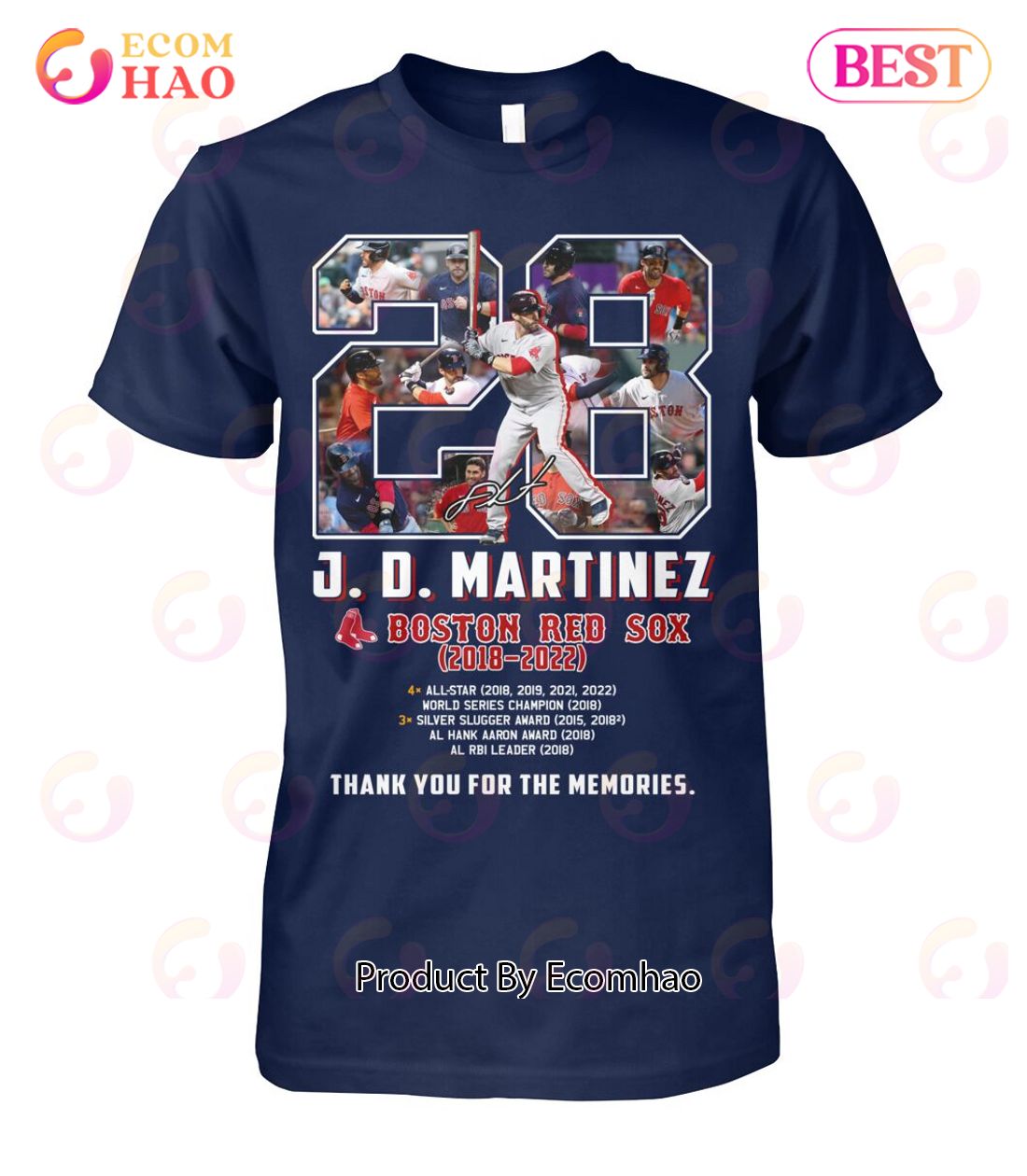 J.D.Martinez Boston Red Sox 2016 – 2022 Thank You For The Memories T-Shirt
