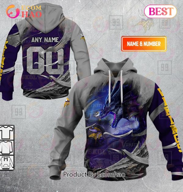 Personalized NFL Minnesota Vikings Dragon 3D Hoodie