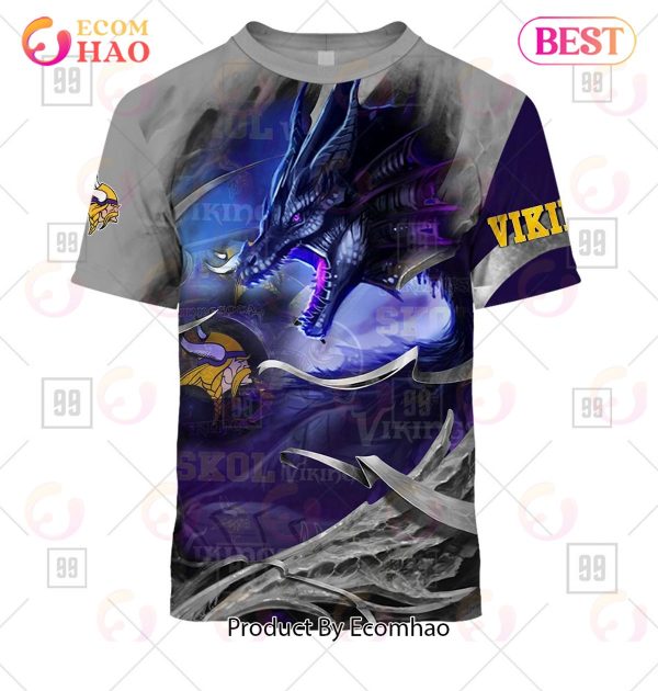 Personalized NFL Minnesota Vikings Dragon 3D Hoodie