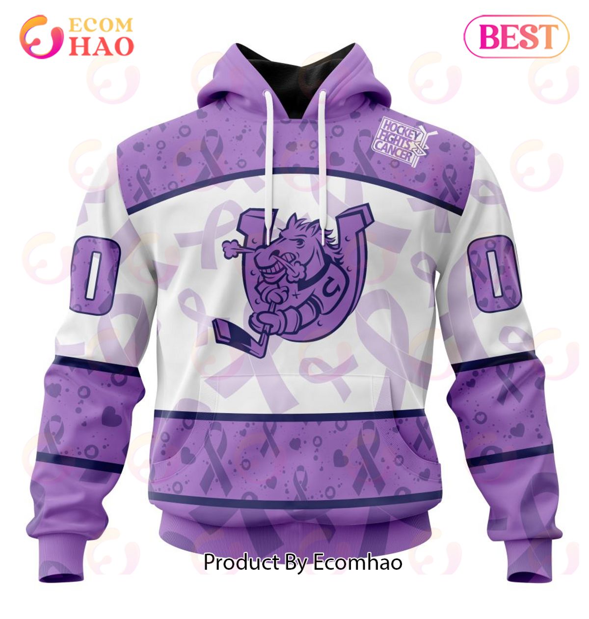 OHL Barrie Colts Special Lavender Fight Cancer 3D Hoodie