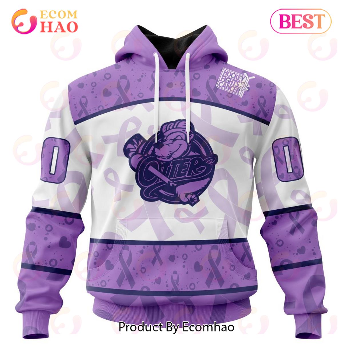 OHL Erie Otters Special Lavender Fight Cancer 3D Hoodie