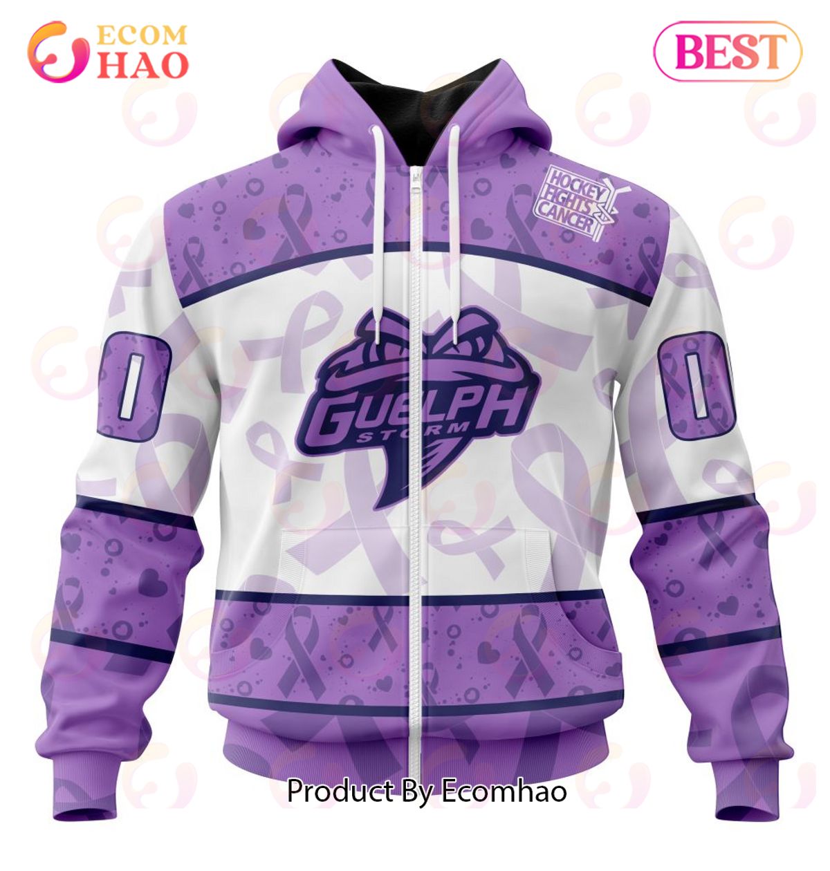 OHL Guelph Storm Special Lavender Fight Cancer 3D Hoodie