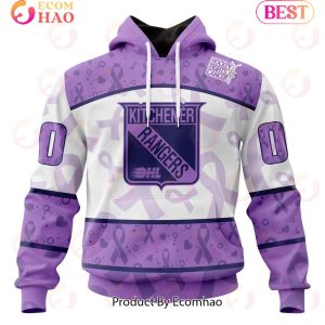 OHL Kitchener Rangers Special Lavender Fight Cancer 3D Hoodie