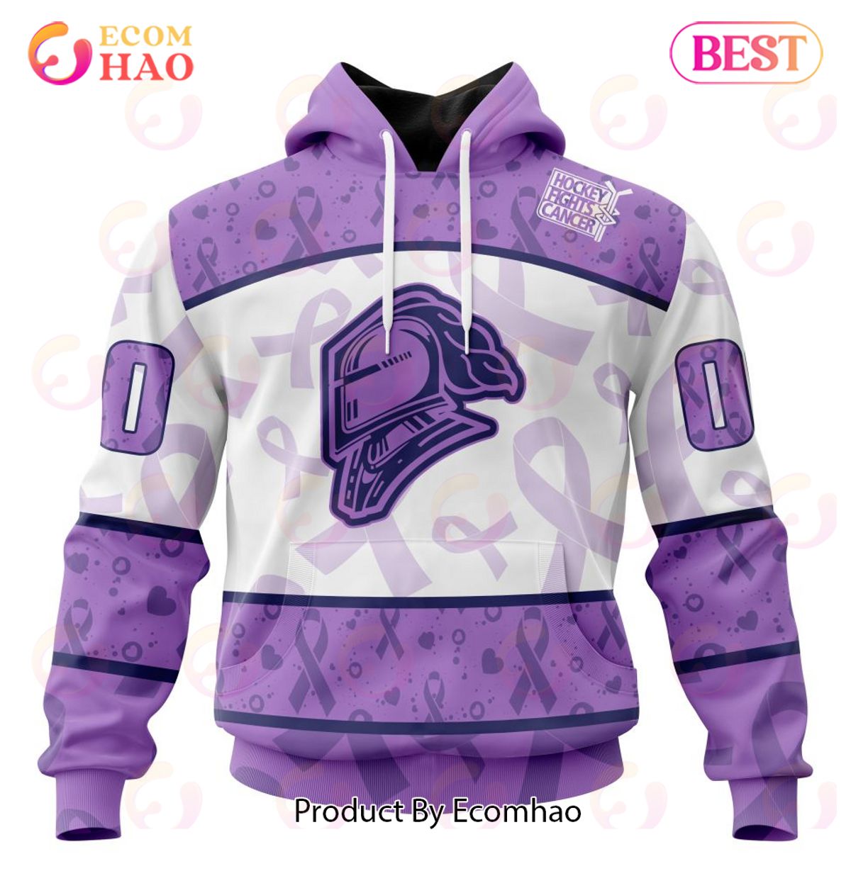 OHL London Knights Special Lavender Fight Cancer 3D Hoodie