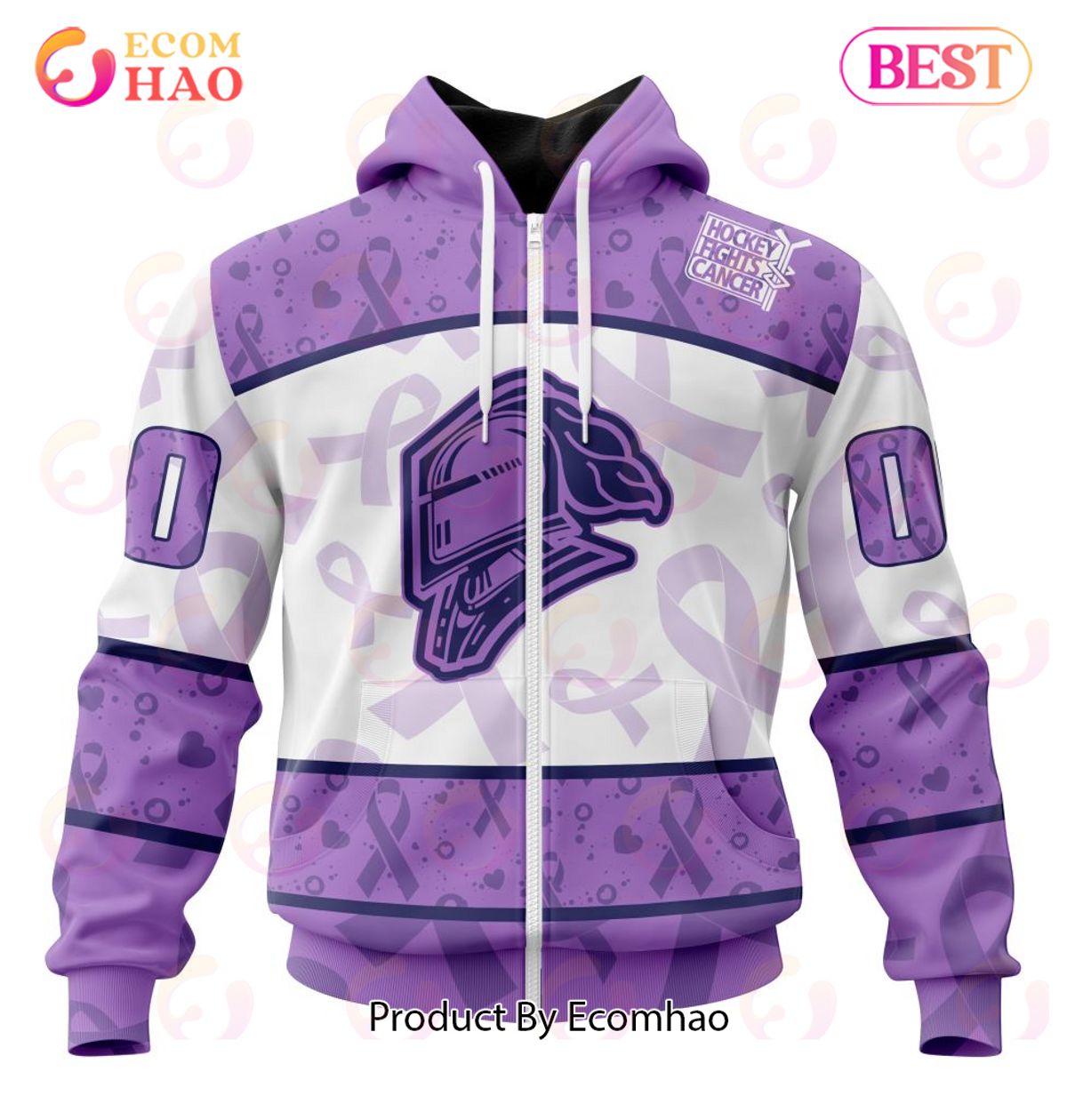 OHL London Knights Special Lavender Fight Cancer 3D Hoodie