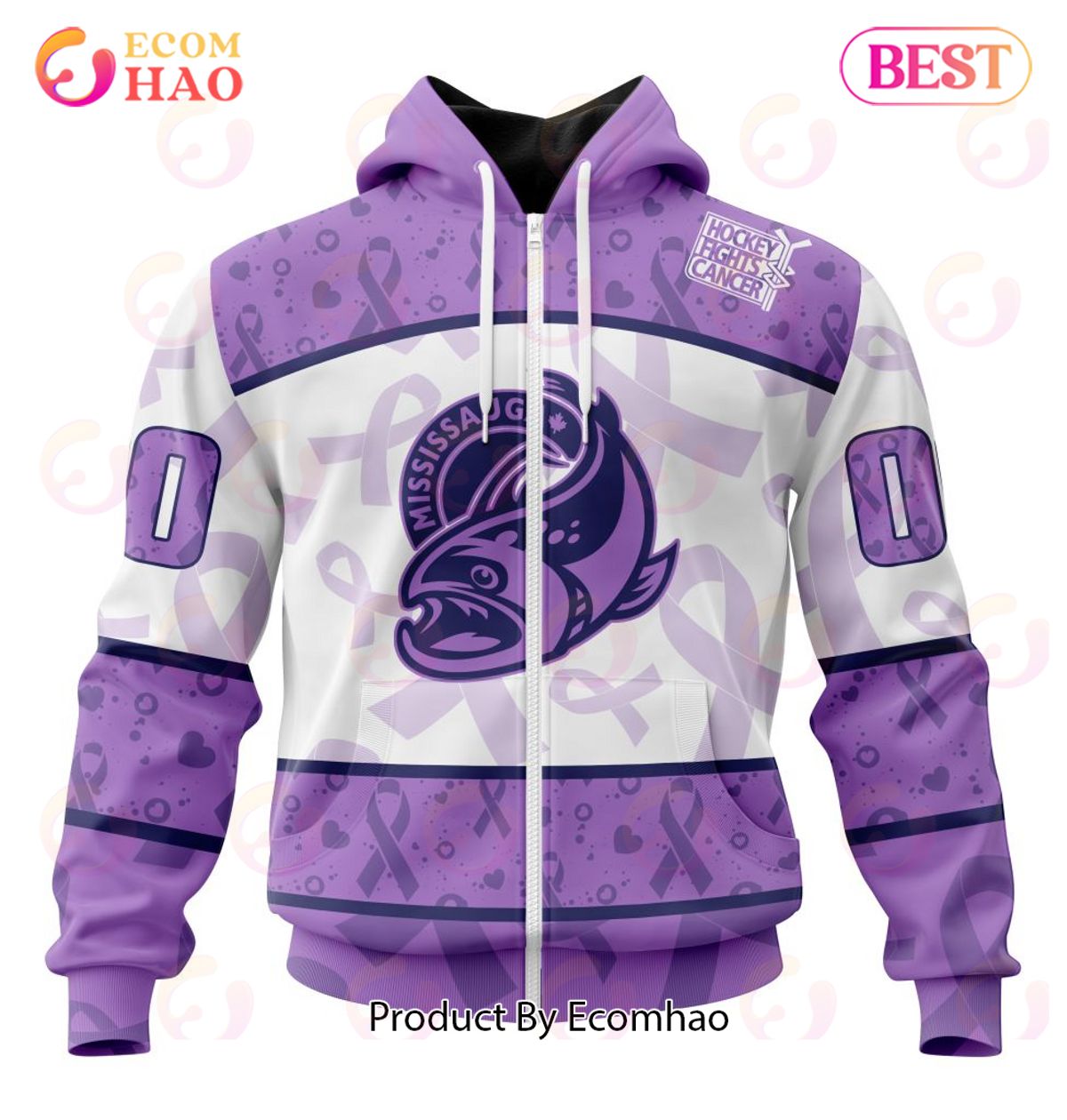 OHL Mississauga Steelheads Special Lavender Fight Cancer 3D Hoodie