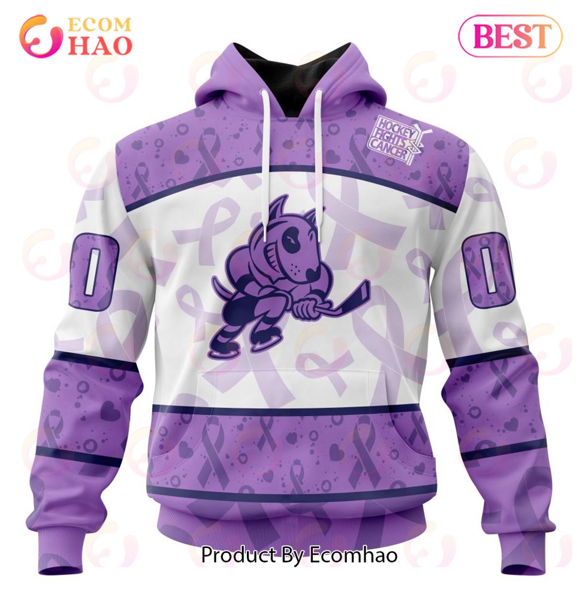 OHL Niagara IceDogs Special Lavender Fight Cancer 3D Hoodie