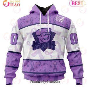 OHL North Bay Battalion Special Lavender Fight Cancer 3D Hoodie