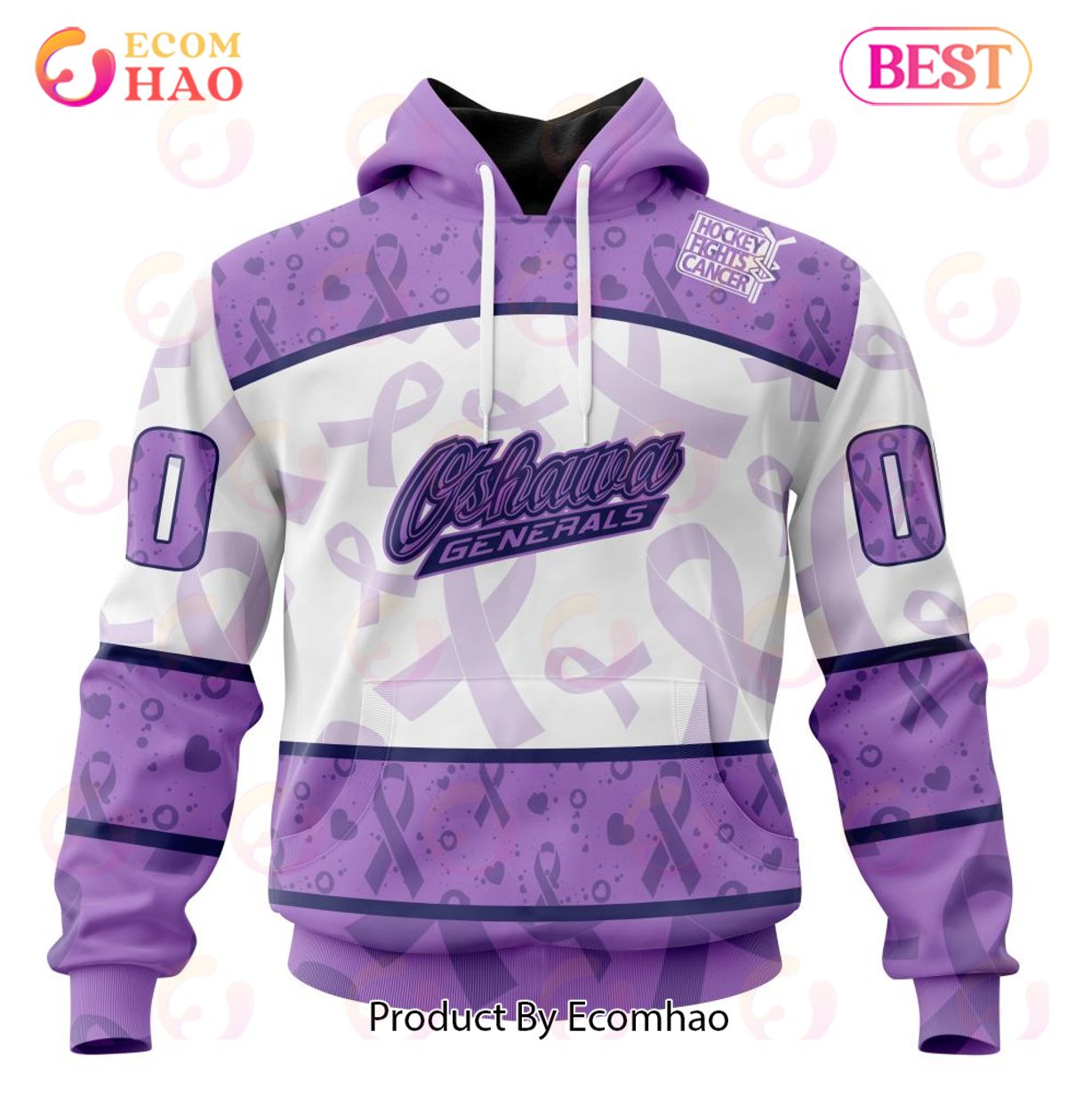 OHL Oshawa Generals Special Lavender Fight Cancer 3D Hoodie