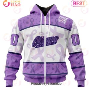 OHL Oshawa Generals Special Lavender Fight Cancer 3D Hoodie