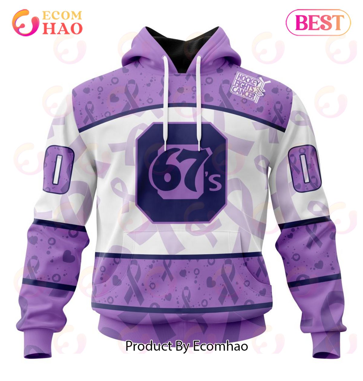 OHL Ottawa 67’s Special Lavender Fight Cancer 3D Hoodie