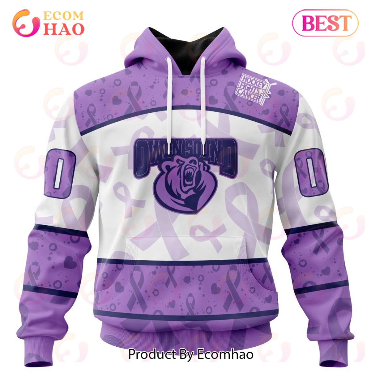 OHL Owen Sound Attack Special Lavender Fight Cancer 3D Hoodie