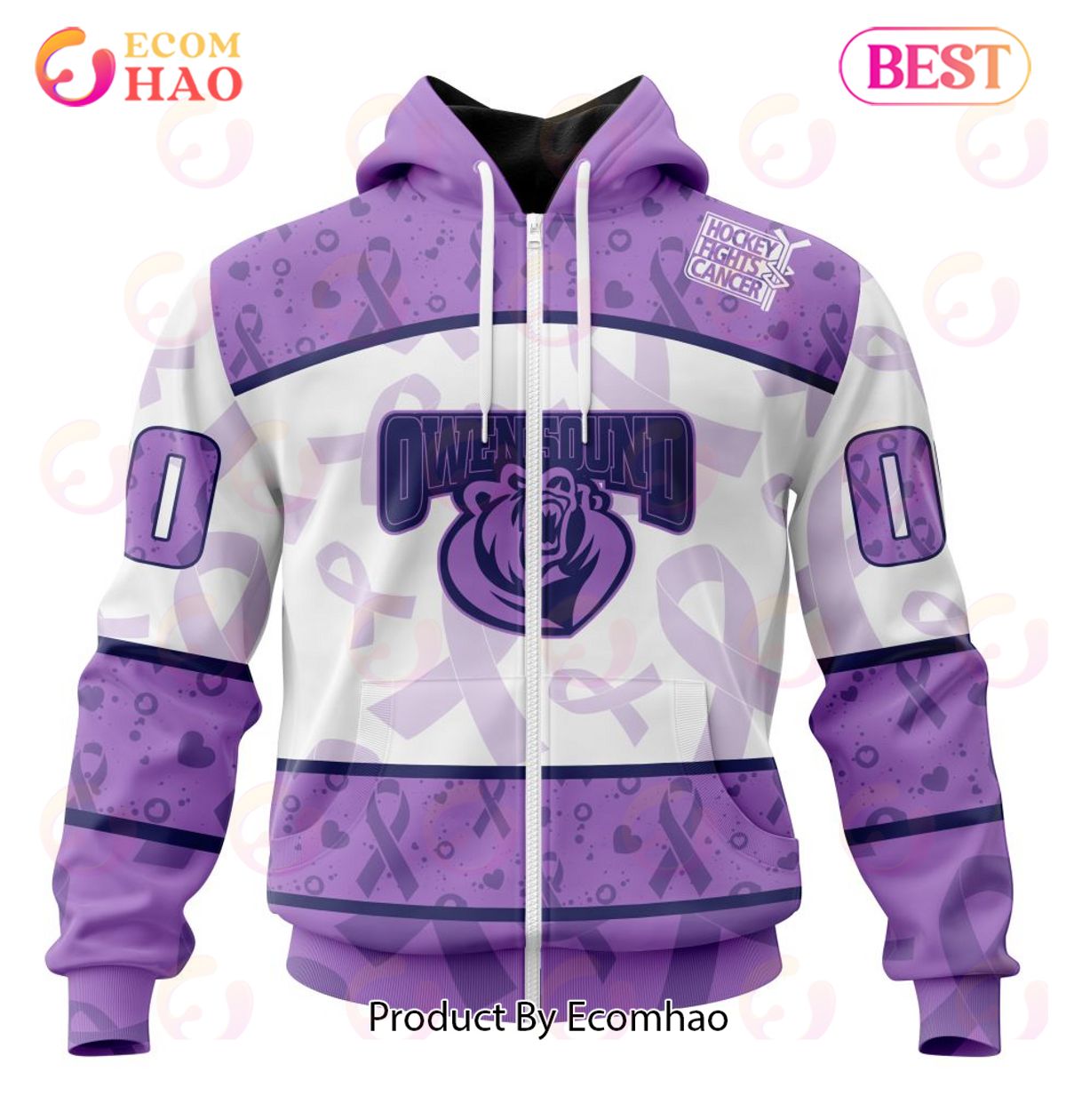 OHL Owen Sound Attack Special Lavender Fight Cancer 3D Hoodie