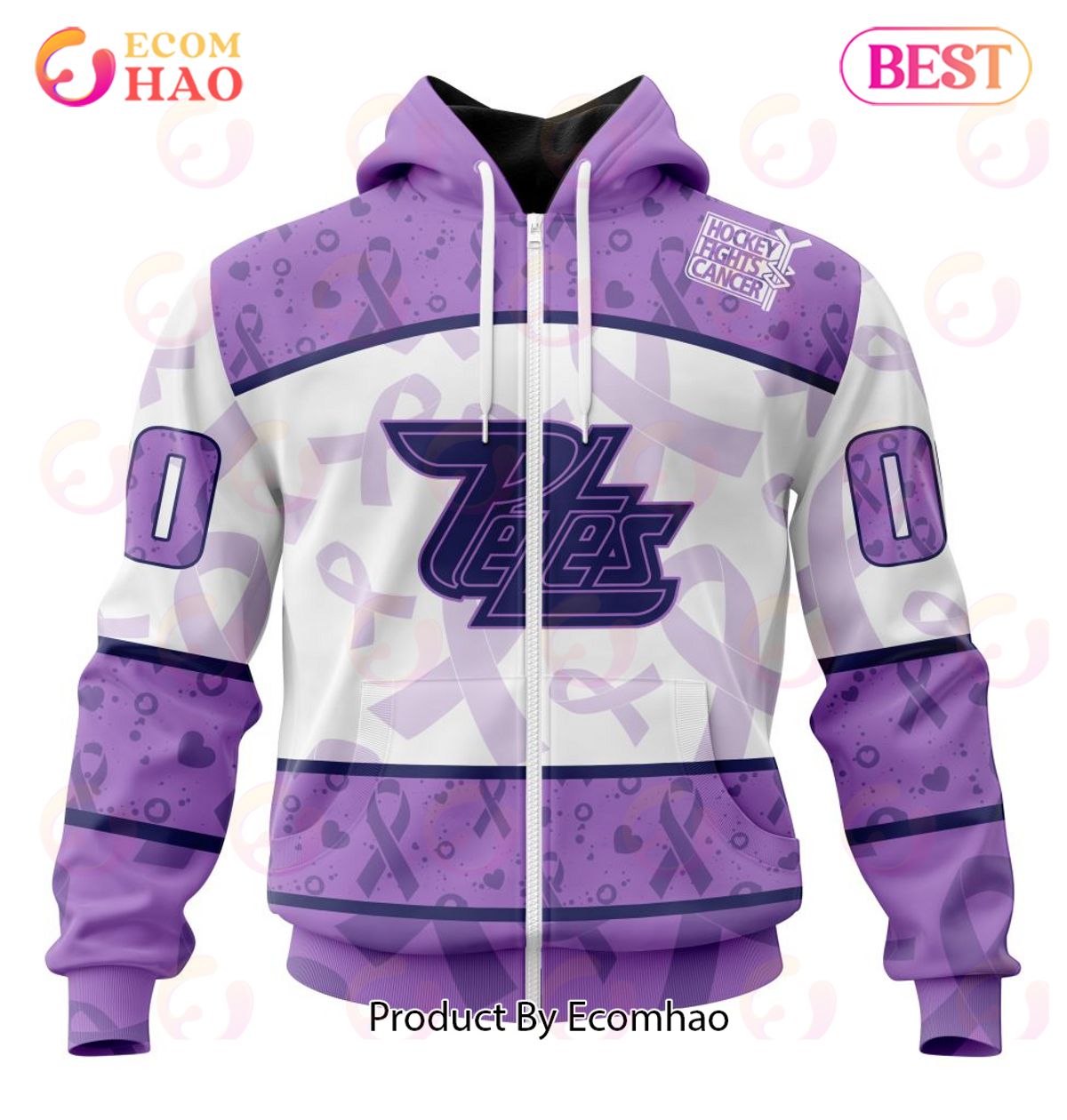 OHL Peterborough Petes Special Lavender Fight Cancer 3D Hoodie