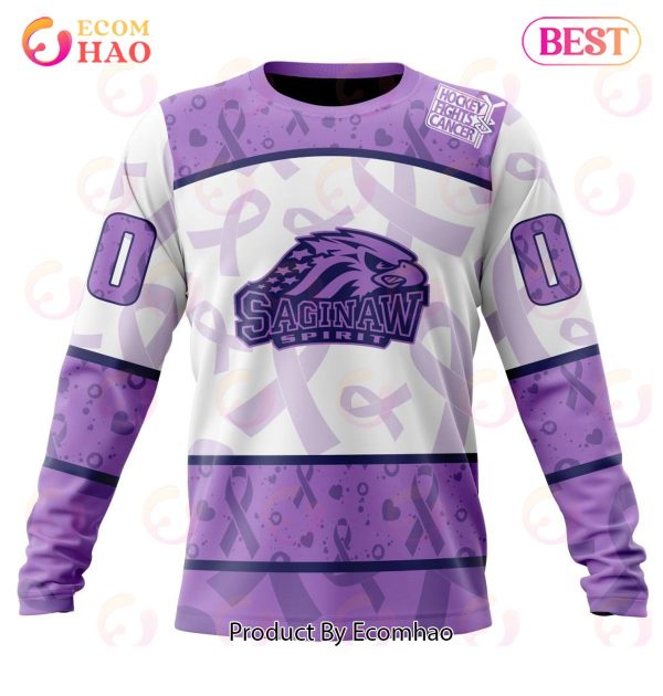 OHL Saginaw Spirit Special Lavender Fight Cancer 3D Hoodie