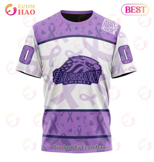 OHL Saginaw Spirit Special Lavender Fight Cancer 3D Hoodie