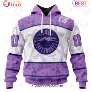 OHL Soo Greyhounds Special Lavender Fight Cancer 3D Hoodie